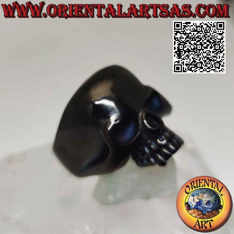 Chirurgenstahlring (316L), glatter Schädel aus schwarzem Stahl im Darth Vader-Stil