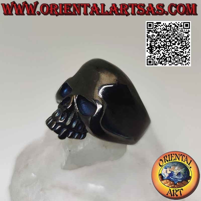 Chirurgenstahlring (316L), glatter Schädel aus schwarzem Stahl im Darth Vader-Stil