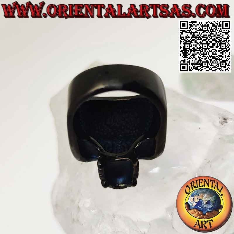 Anillo de acero quirúrgico (316L), calavera lisa de acero negro estilo Darth Vader