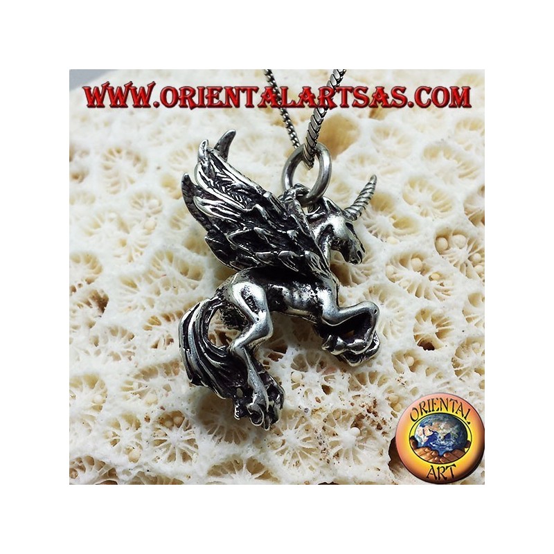 silver pendant Pegasus dimensional