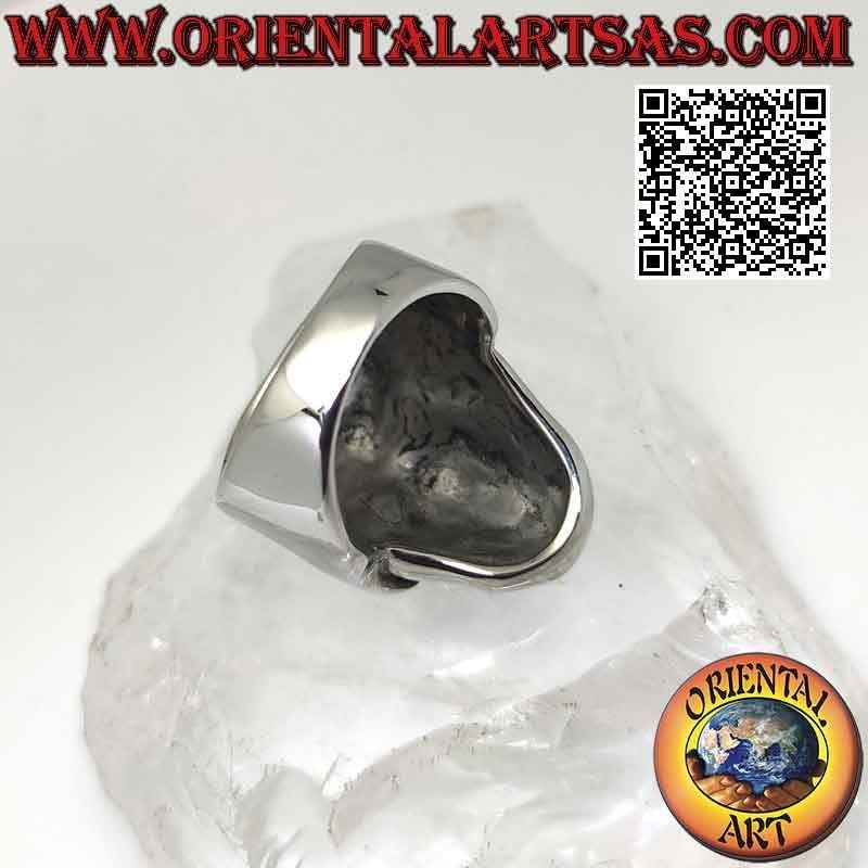 Bague en acier chirurgical (316L), tête de mort lisse avec yeux grenat