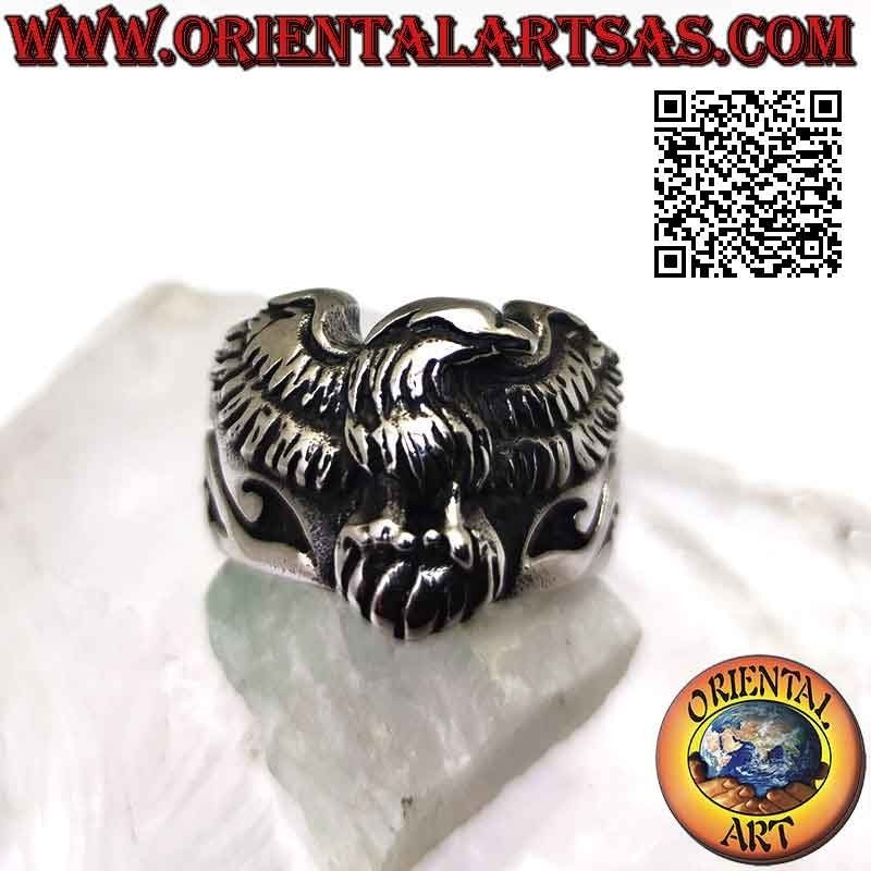 Surgical steel (316L) ring, with three-quarter eagle