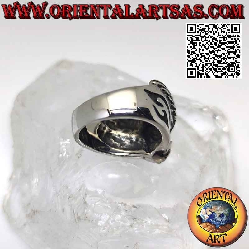 Anello in acciaio chirurgico (316L), con aquila a tre quarti