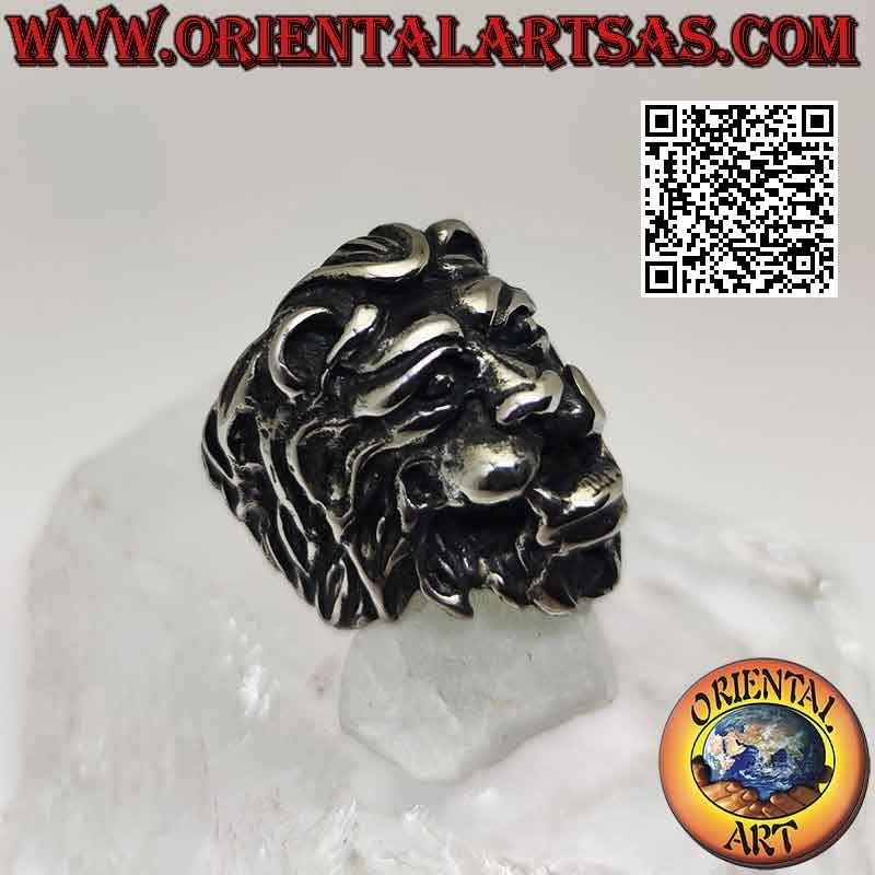 Surgical steel ring (316L), large lion head