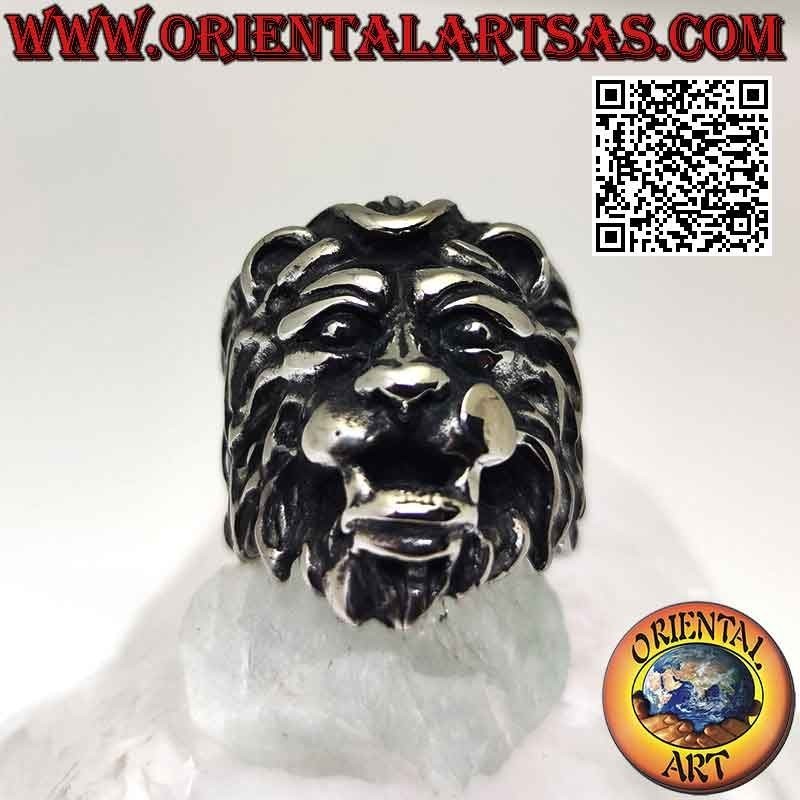 Surgical steel ring (316L), large lion head