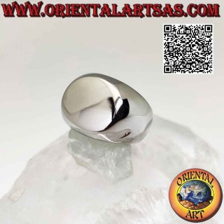 Anello in acciaio chirurgico (316L), liscio con ovale orizzontale grande piatto