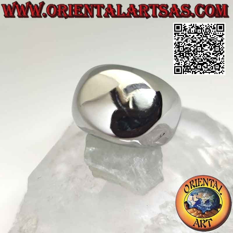 Anello in acciaio chirurgico (316L), liscio con ovale orizzontale grande piatto