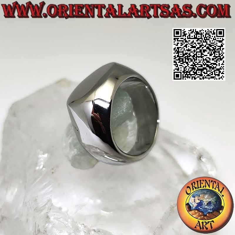 Surgical steel ring (316L), smooth with large flat horizontal oval