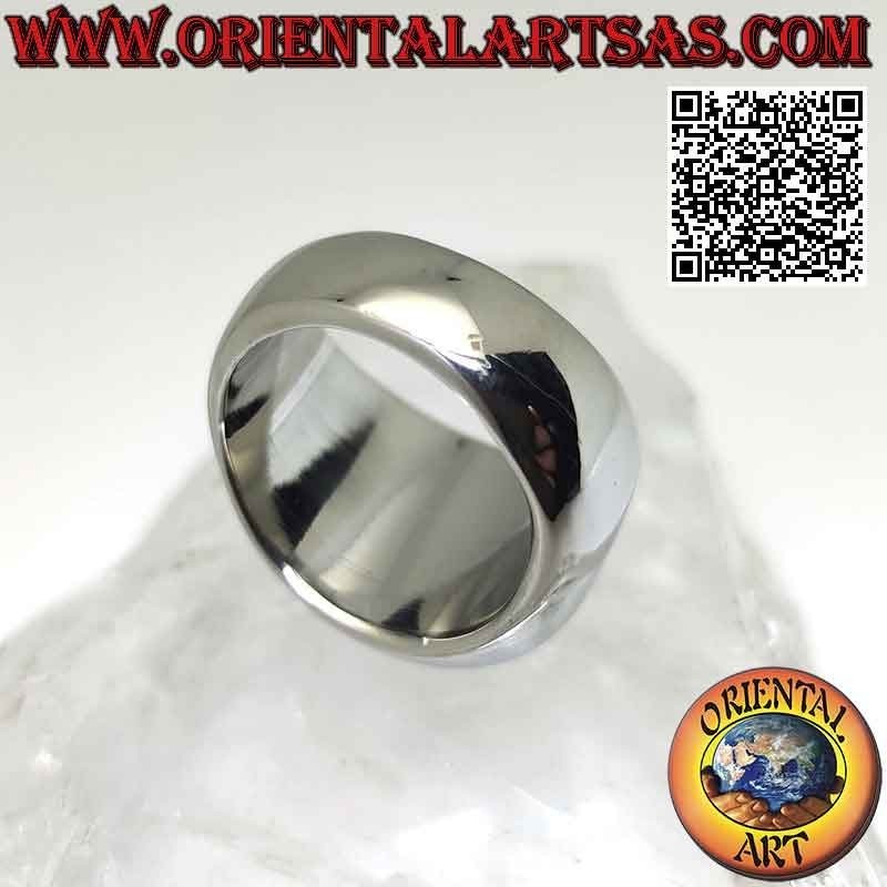Anello in acciaio chirurgico (316L), liscio con ovale orizzontale grande piatto
