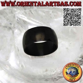 Anillo de acero quirúrgico (316L), banda redondeada lisa en acero negro 10 mm