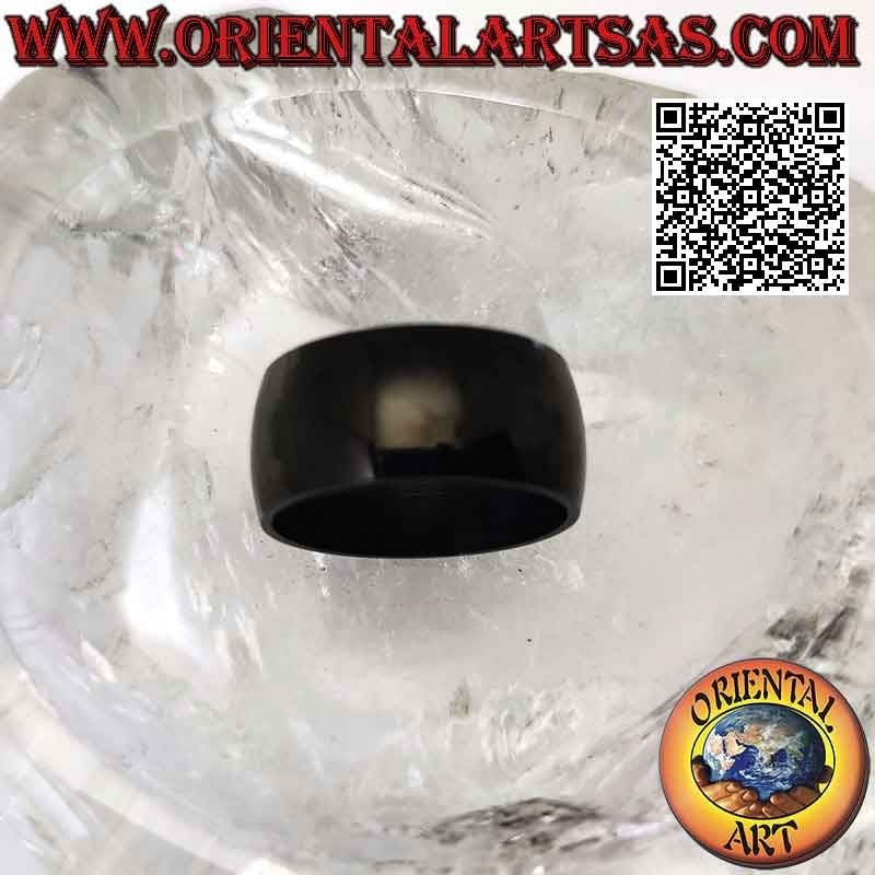 Anillo de acero quirúrgico (316L), banda redondeada lisa en acero negro 10 mm