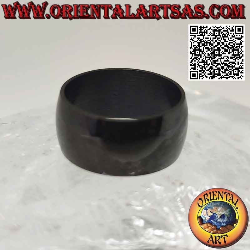 Surgical steel ring (316L), smooth rounded band in black steel 10 mm