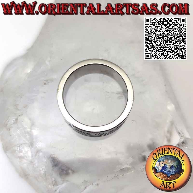 Anneau en acier chirurgical (316L), anneau plat gravé "catch the wave" 8 mm
