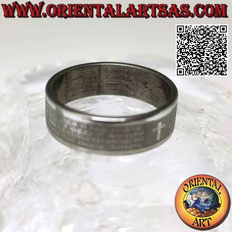 Ring aus Chirurgenstahl (316L), flaches Band mit Gravur „Oratio Dominica“ Vaterunser oder Vaterunser