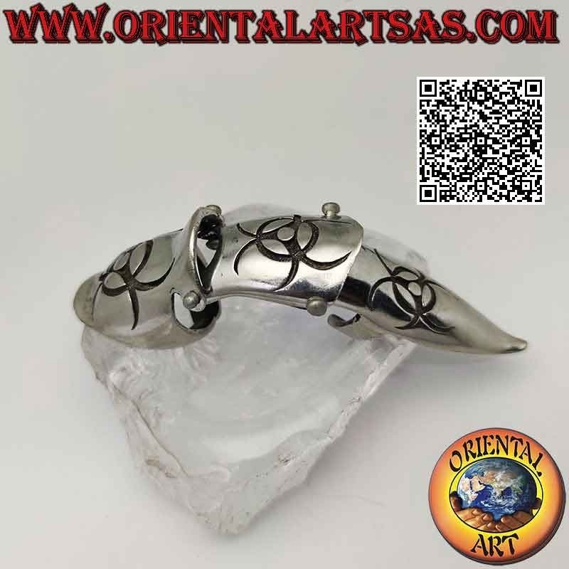 Surgical steel ring (316L), massive armor with engraved triple goddess (adjustable)