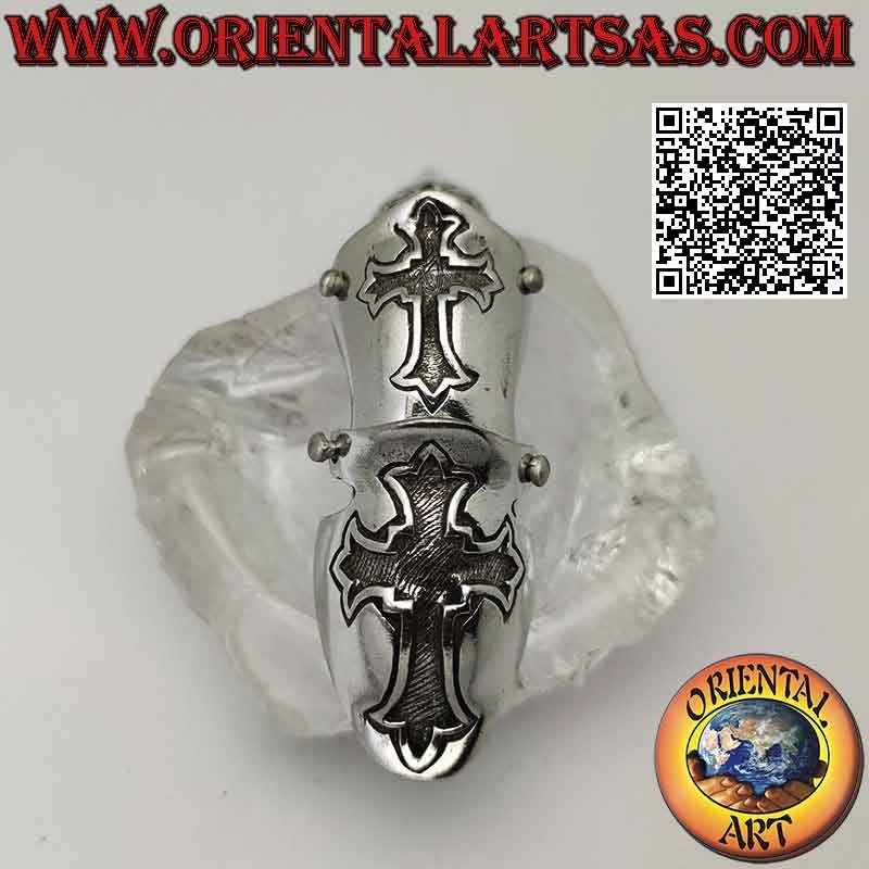 Anillo de acero quirúrgico (316L), armadura maciza con cruces trilobuladas en bajorrelieve (regulable)