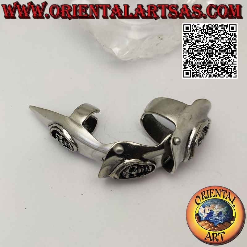 Surgical steel ring (316L), massive armor with bas-relief skulls (adjustable)