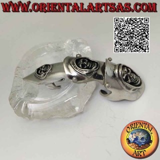 Anello in acciaio chirurgico (316L), armatura massiccia con teschi a bassorilievo (regolabile)