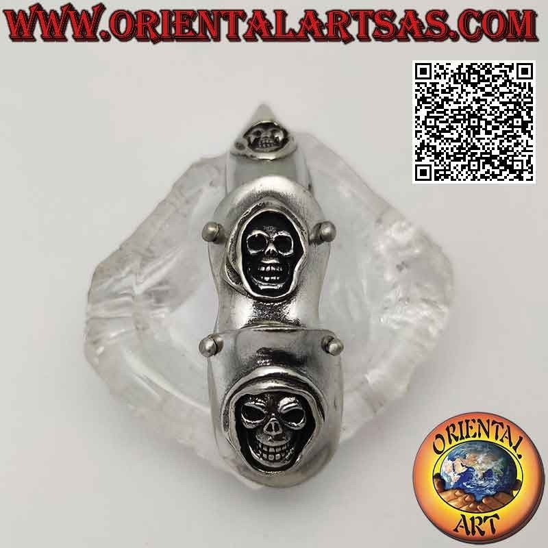 Anillo de acero quirúrgico (316L), armadura maciza con calaveras en bajorrelieve (ajustable)