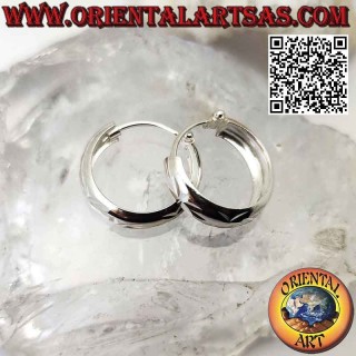 Kreisohrringe mit Diamanten im Diamantschliff, Silber, 20 mm Ø