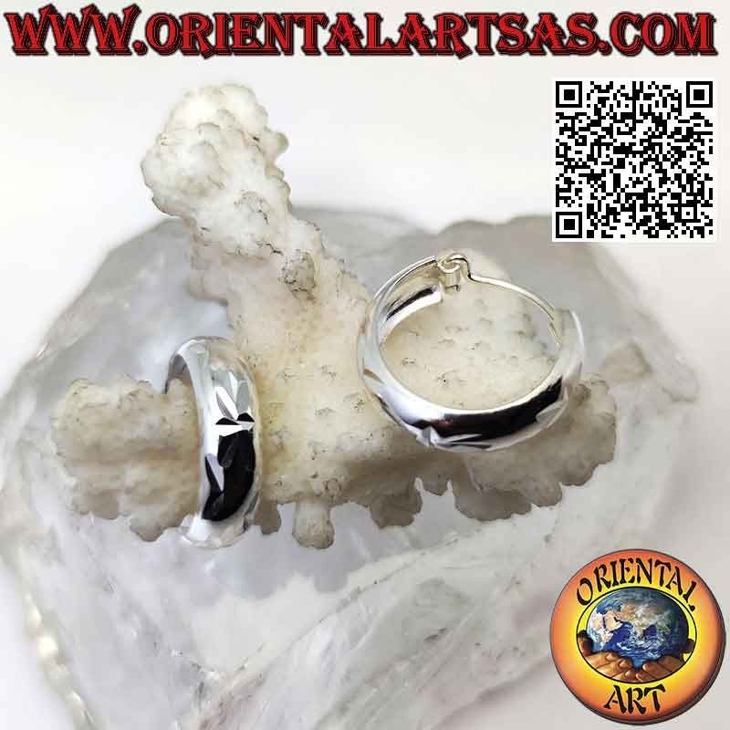 Pendientes circulares de plata con diamantes talla diamante 20 mm Ø