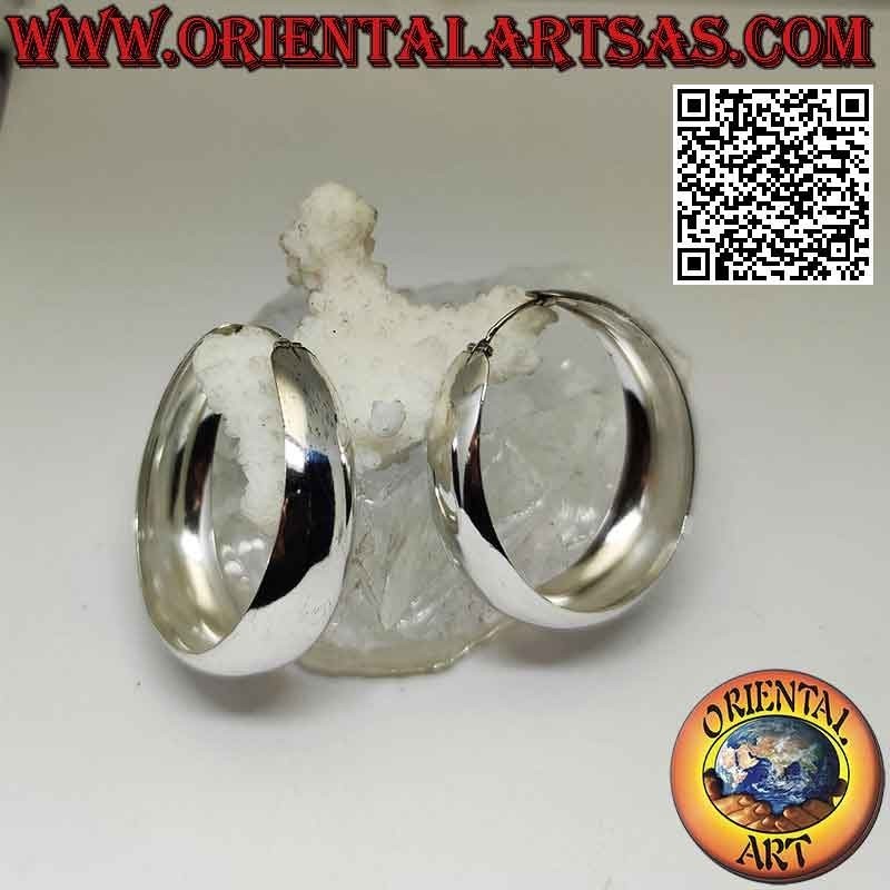 Pendientes de plata con círculo ancho liso y redondeado de 45 mm Ø