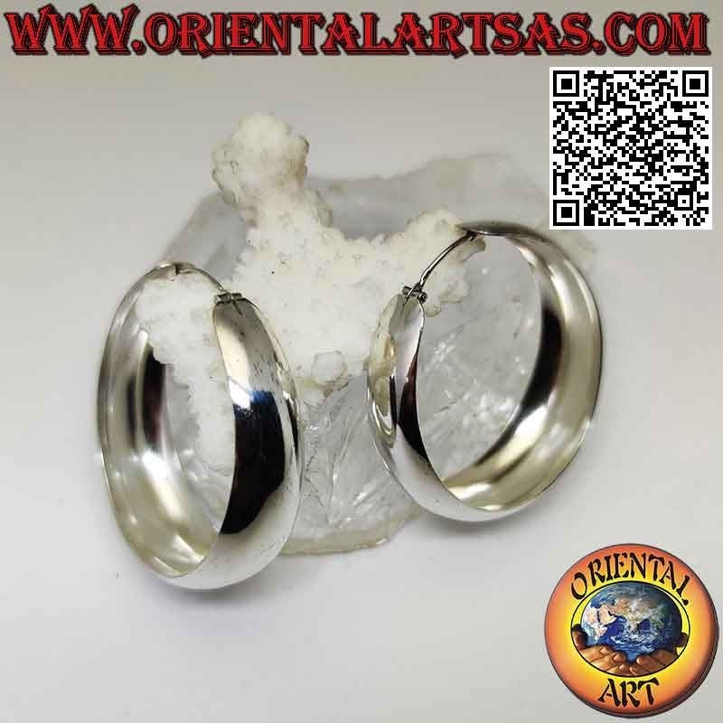 Pendientes de plata con círculo ancho liso y redondeado de 45 mm Ø