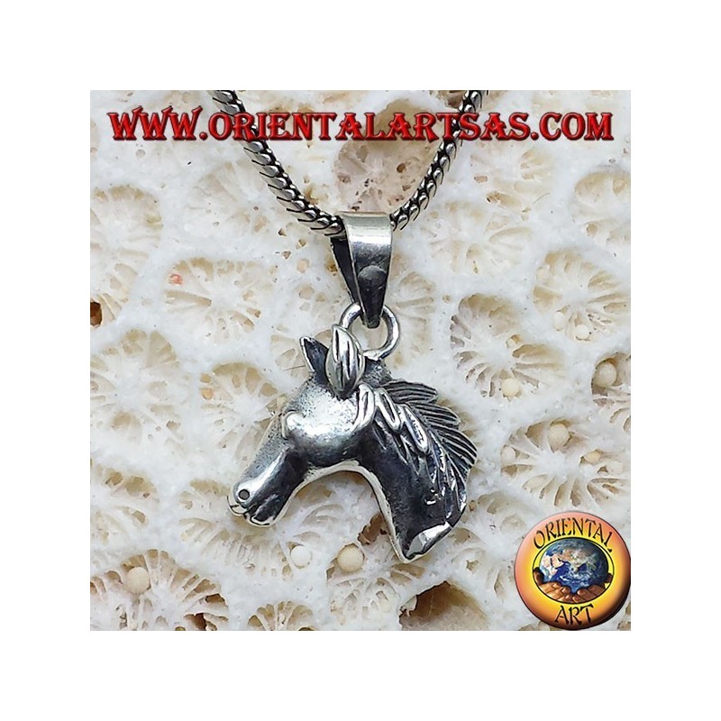 cabeza colgante de plata pequeño del caballo