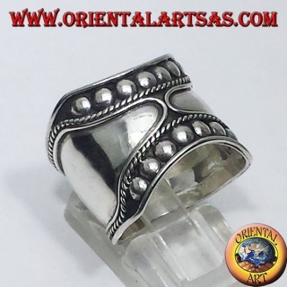 anillo de plata de la correa ancha de Bali (espárragos)