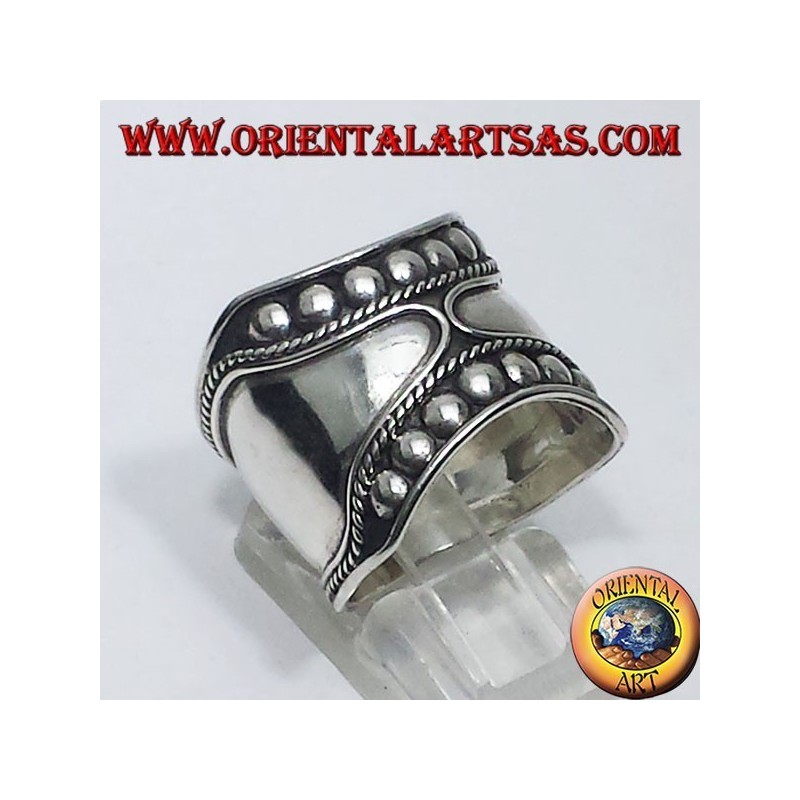 anello fascia larga in argento Bali (borchie )