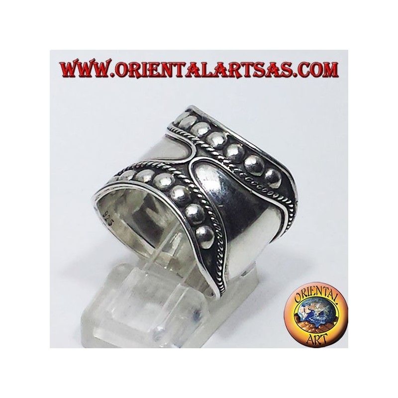 anillo de plata de la correa ancha de Bali (espárragos)