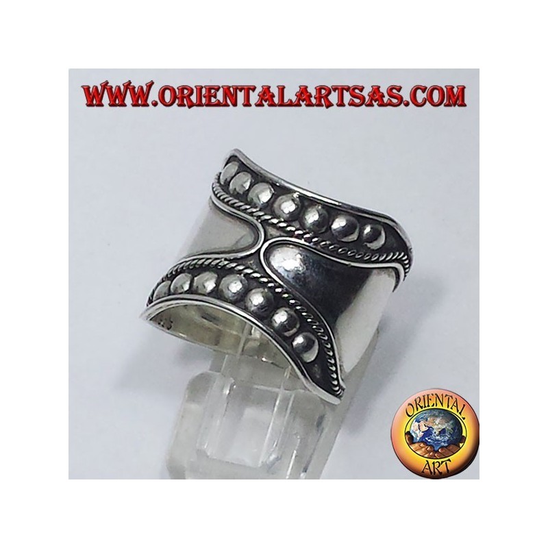 anello fascia larga in argento Bali (borchie )