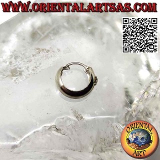 Orecchini in argento, cerchi lisci bombato con zircone bianco da 5 x 12 mm (classica)