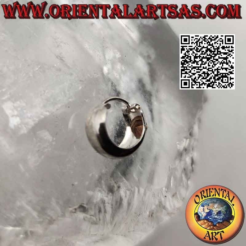 Pendientes de plata, círculos redondeados lisos con circonita blanca de 5 x 12 mm (clásica)