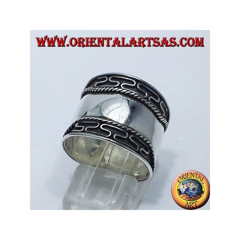 anello fascia larga in argento Bali 