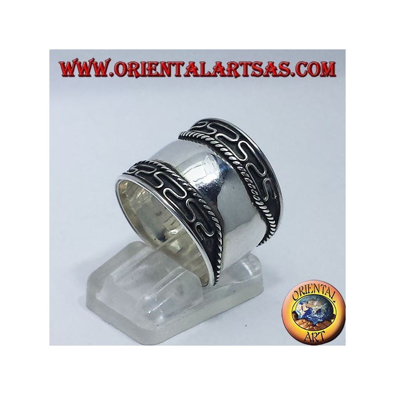 anillo de plata de la correa ancha de Bali