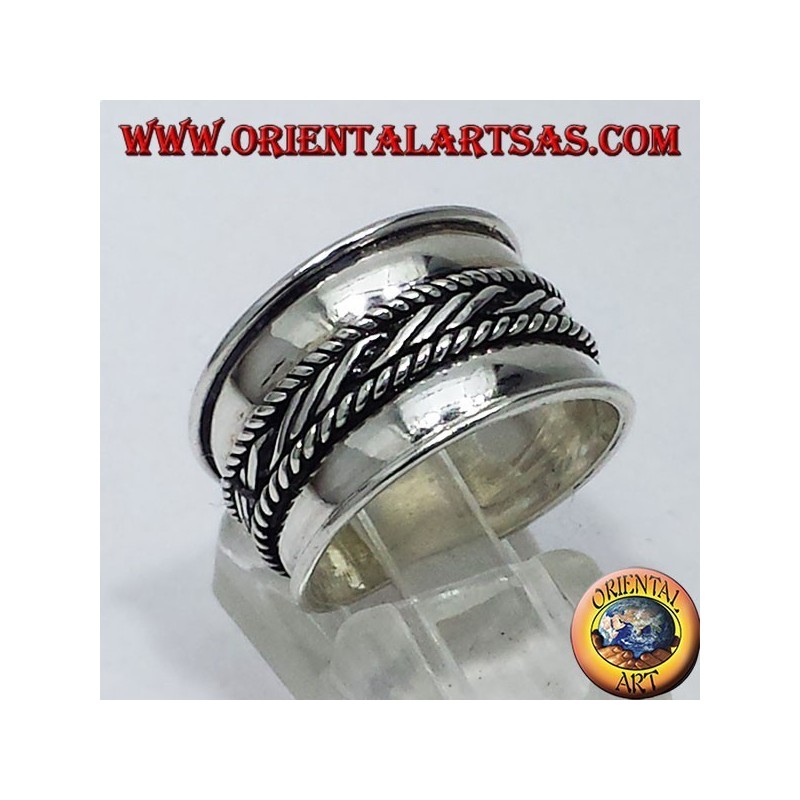 anillo de plata de la correa ancha de Bali central