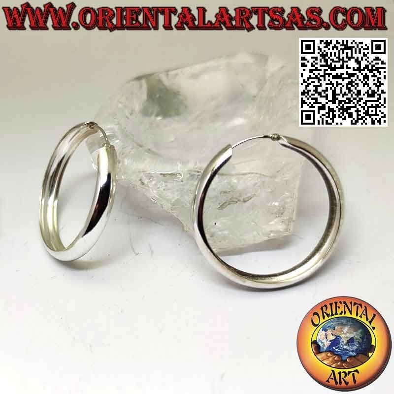 Boucles d'oreilles en argent, cercles lisses arrondis plats 6 x 40 mm (classiques)