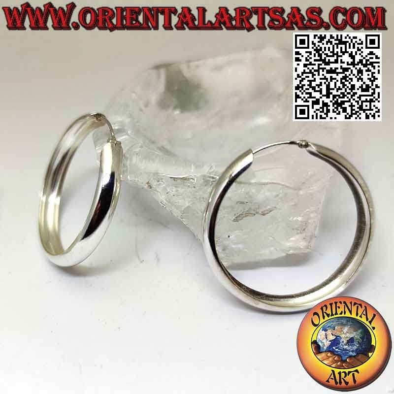 Boucles d'oreilles en argent, cercles lisses arrondis plats 6 x 40 mm (classiques)