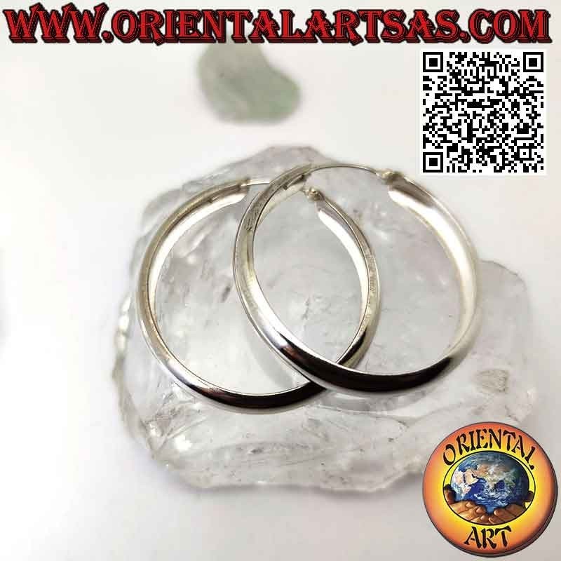 Orecchini in argento, cerchi lisci bombato piatto da 6 x 40 mm (classica)
