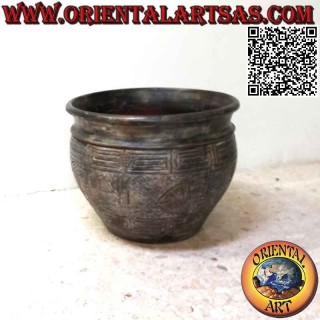 Vaso porta piante con decoro e pesci in rilievo in terracotta, fatto a mano (38 cm e 50 cm ø)