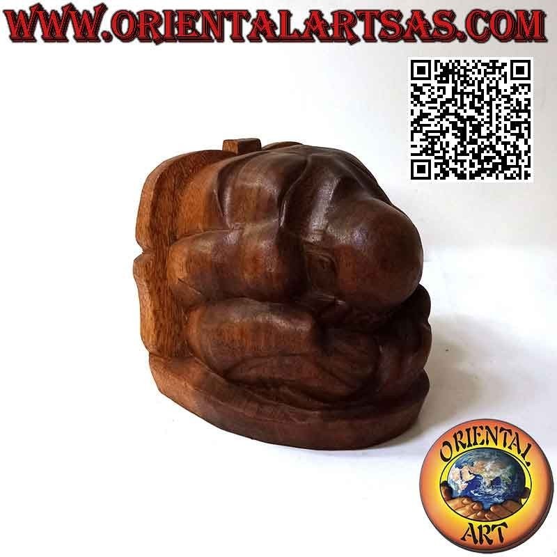 Escultura / sujetalibros "Yogui", el profesor de yoga en madera de suar de 15 cm
