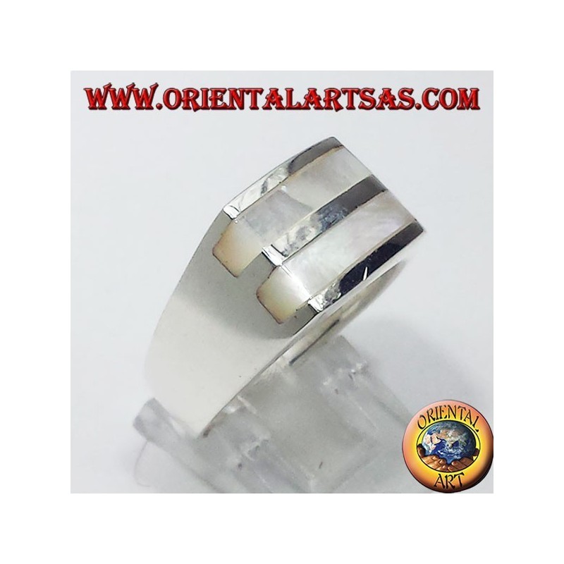 Ring mit Zwei Natürlichen Perlmutt 925 Silber - Oriental Art