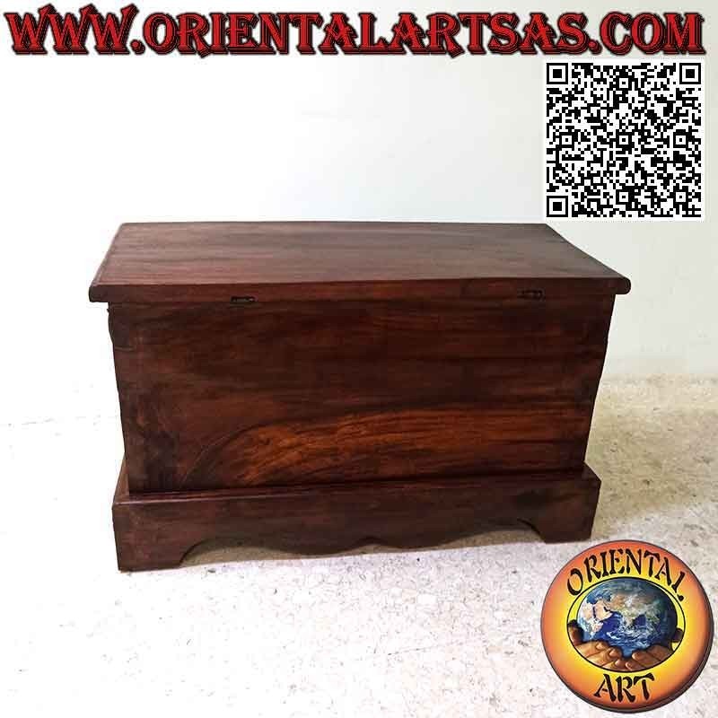 Chest with floral decoration carved in bas-relief in teak wood of 95 cm