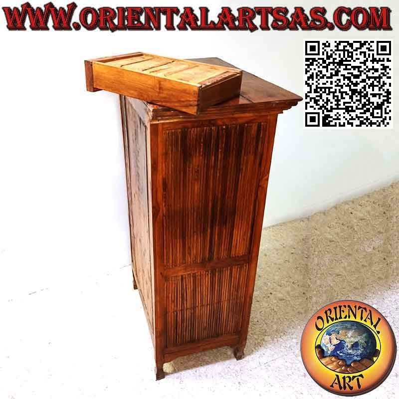 Armario con 2 puertas y 2 cajones en madera de teca y bambú