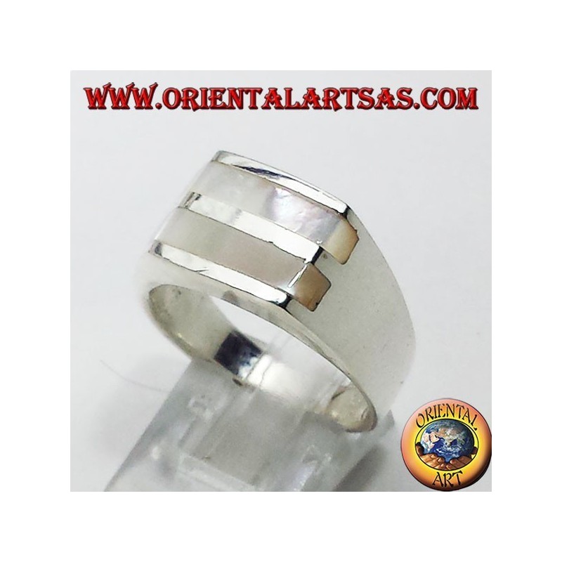 Anello in argento con due madreperla