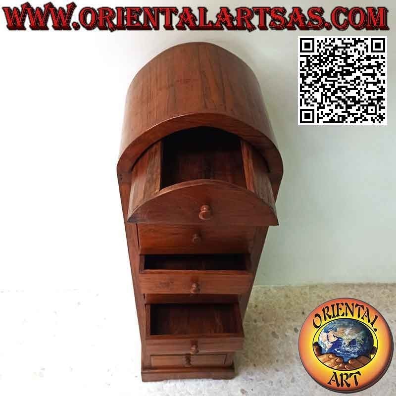 Chest of drawers with 9 drawers with curved hat in teak wood