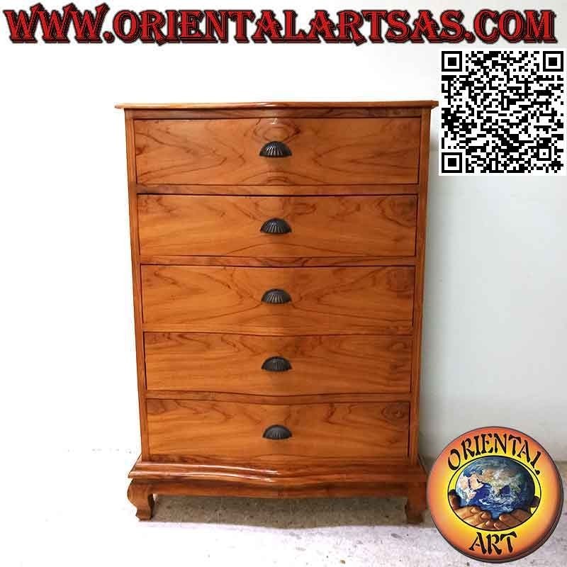 Cajonera con 5 cajones grandes en madera de teca (128 x 90 cm)