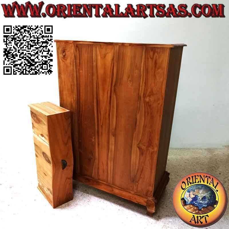 Comò cassettiera bombata a 5 cassetti grandi in legno di teak (128 x 90 cm)