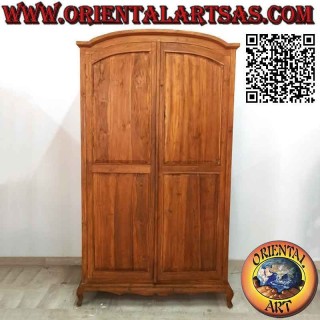 Armadio grande a cappello curvo (2 ante e 4 ripiani) in legno di teak